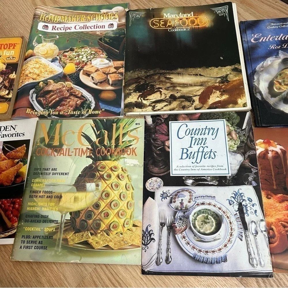 Vintage Cookbook Bundle McCall’s Cocktail Time Romertopf Borden Maryland Seafood